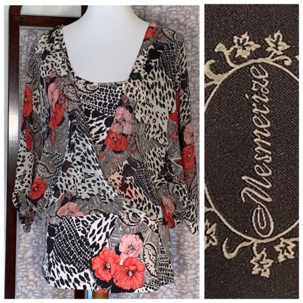 Mesmerize multicolored long sleeved layered top.
